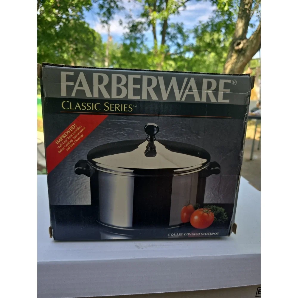 NOS Farberware 6-Quart Stainless Steel Covered Stock Pot Classic Series Open Box